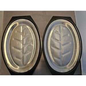 Lot of 2 Vintage Nordic Ware Platter Holder Steak/Fajita Server Plate